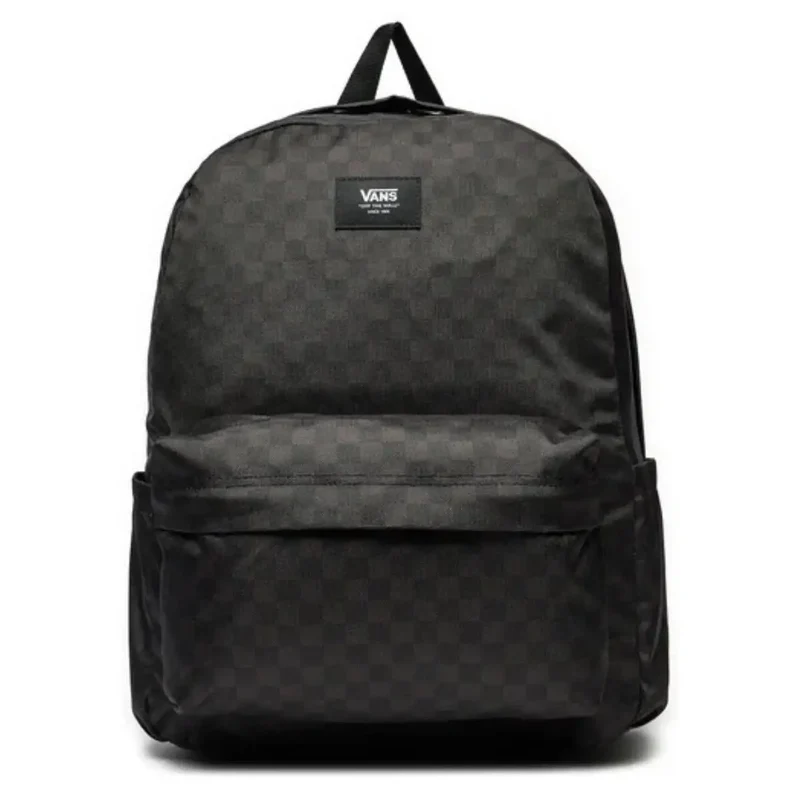 Herrenrucksack mit Karomuster, schwarz, aus Polyester, 32 x 42 x 12