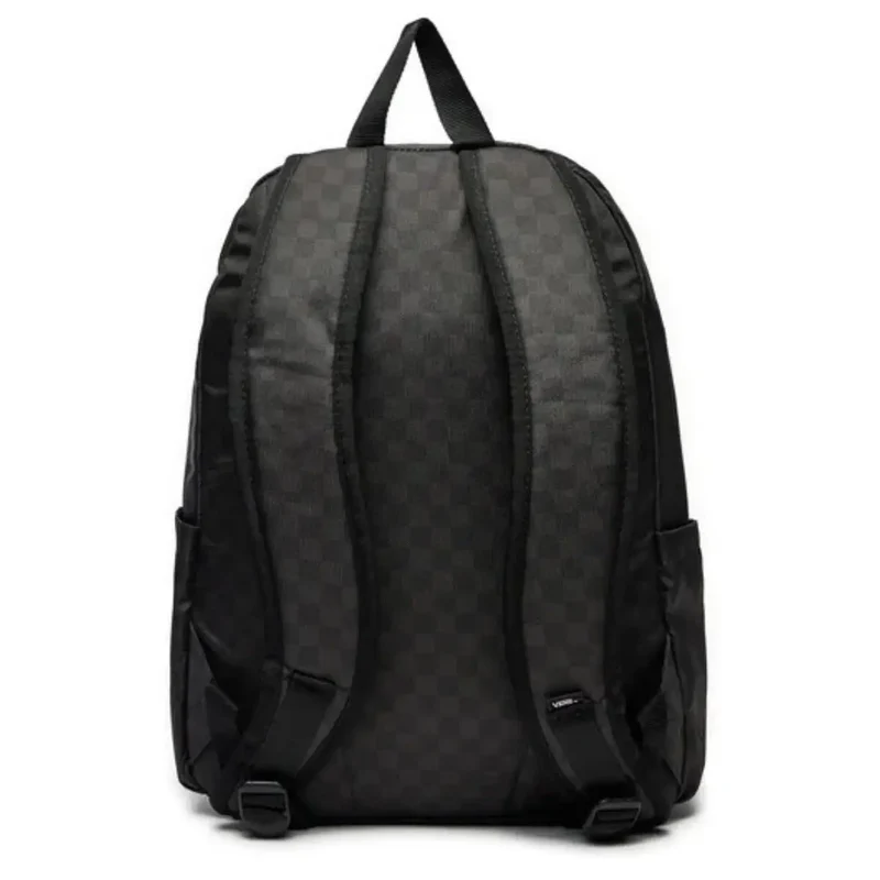Herrenrucksack mit Karomuster, schwarz, aus Polyester, 32 x 42 x 12