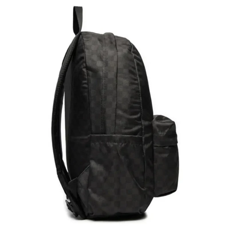 Herrenrucksack mit Karomuster, schwarz, aus Polyester, 32 x 42 x 12