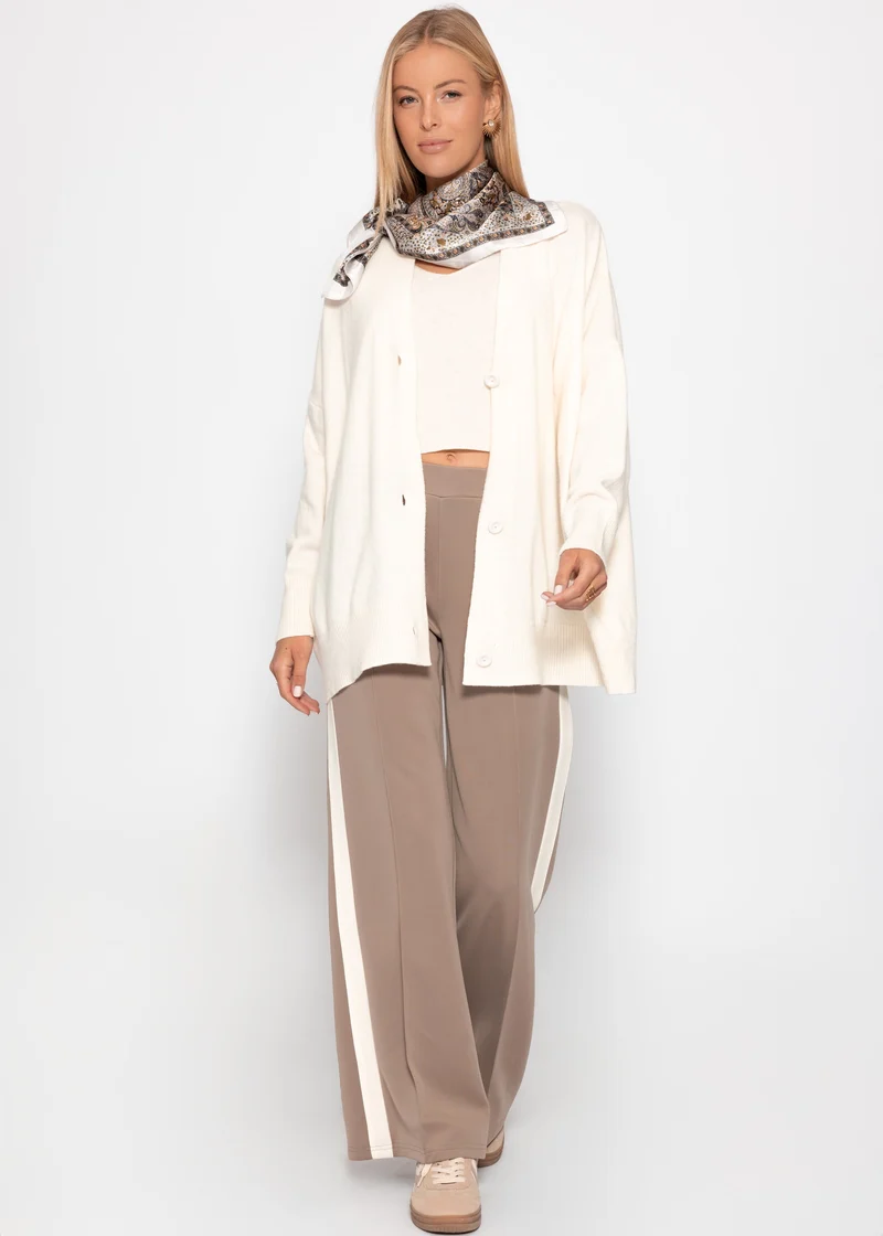 Oversized Cardigan mit V-Ausschnitt und Kaschmiranteil - offwhite