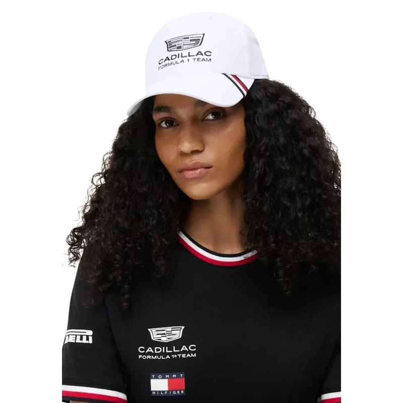 Tommy Hilfiger Herren Cap, weiße bedruckte Polyester-Replik-Cap