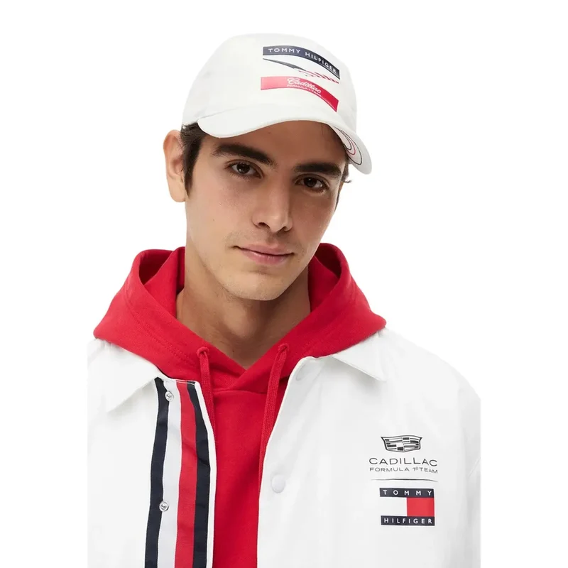 Tommy Hilfiger Herren Chevron-Print Kappen aus weißem Polyester