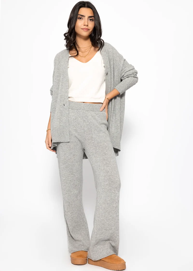 Oversized Cardigan mit V-Ausschnitt und Kaschmiranteil - grau