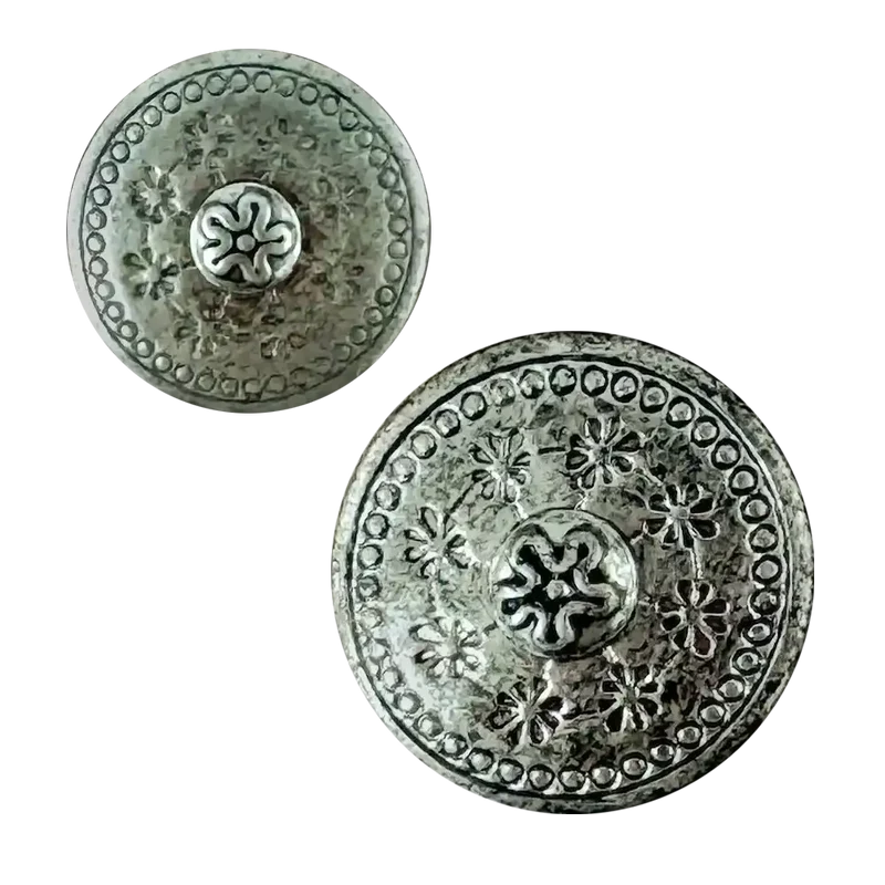 Metallknopf mit Blumenmuster
