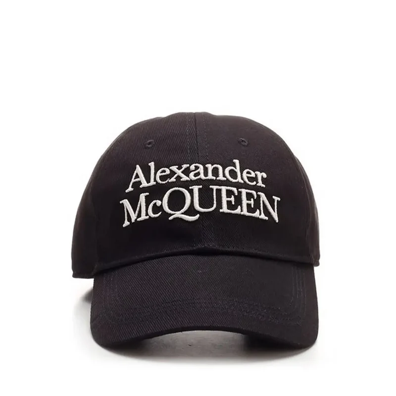 Alexander McQueen Herrenmütze aus schwarzem Baumwoll-Basecap-Stoff