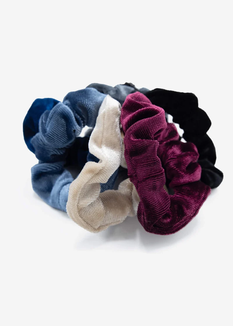 6er Set Velvet Scrunchies - mehrfarbig