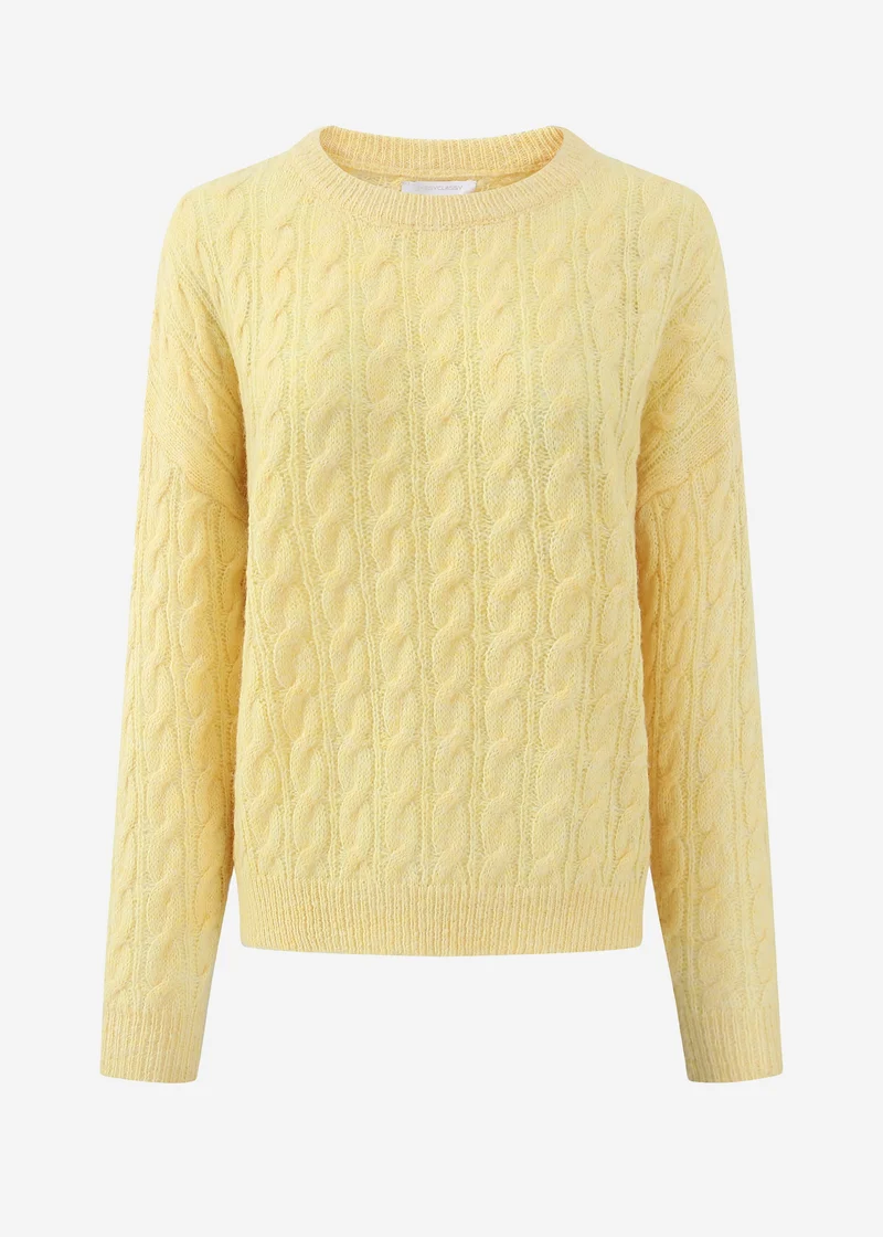 Pullover mit Zopfmuster - gelb