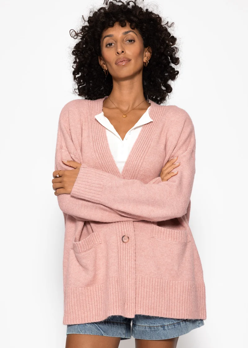 Oversize Cardigan mit Taschen - puderrosa