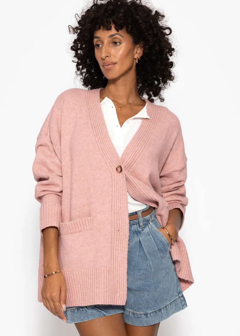 Oversize Cardigan mit Taschen - puderrosa