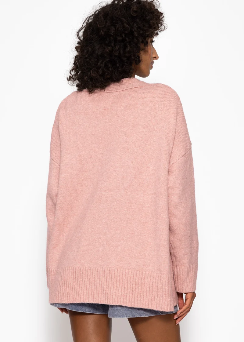 Oversize Cardigan mit Taschen - puderrosa
