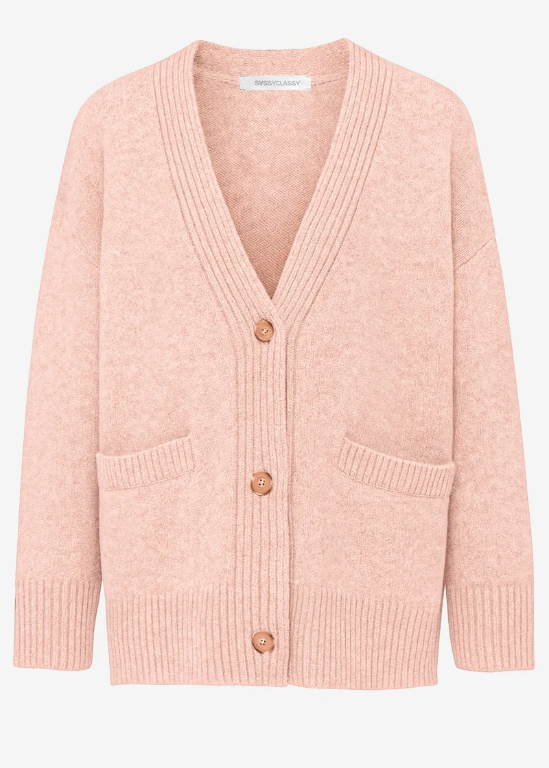 Oversize Cardigan mit Taschen - puderrosa