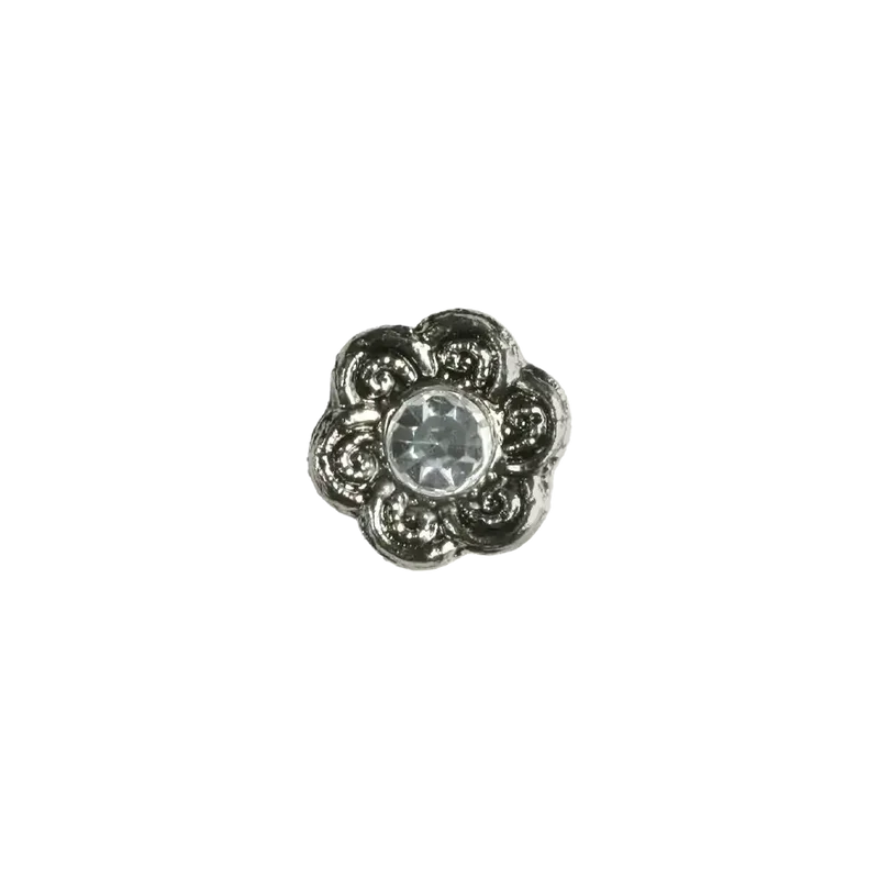 Metallknopf Blume mit Strassstein