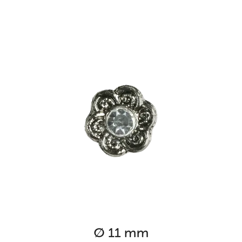 Metallknopf Blume mit Strassstein