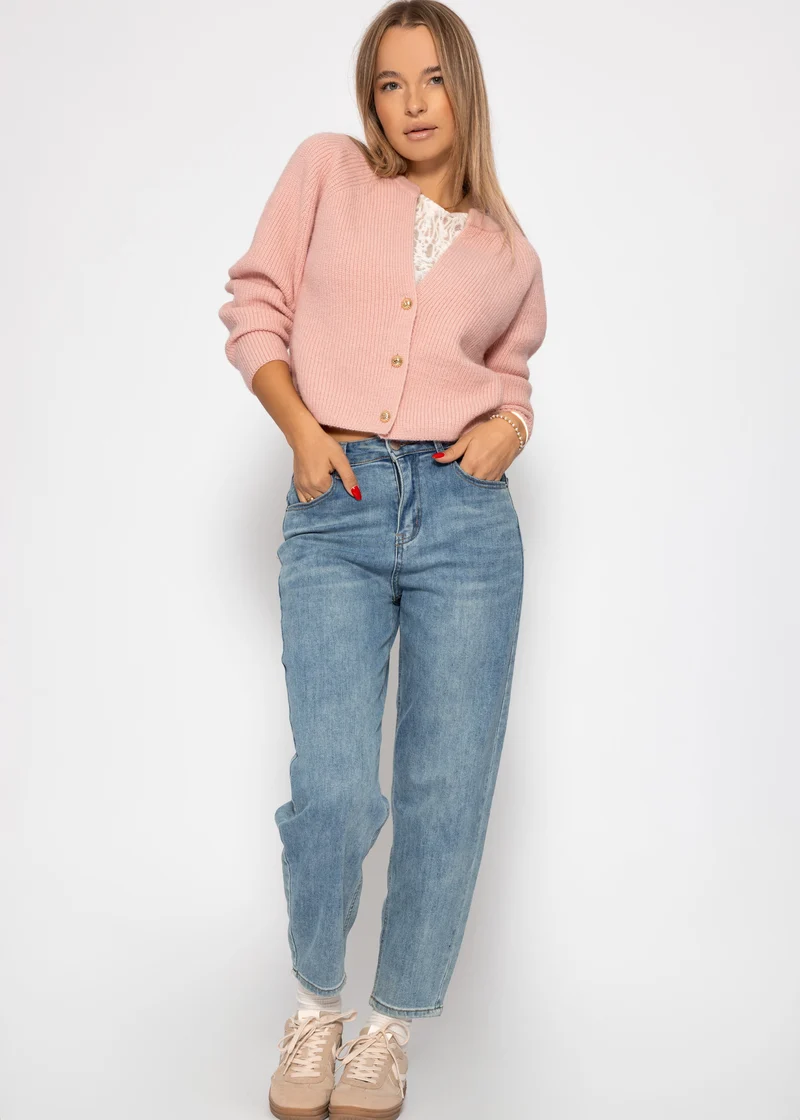 Cardigan mit V-Ausschnitt - altrosa