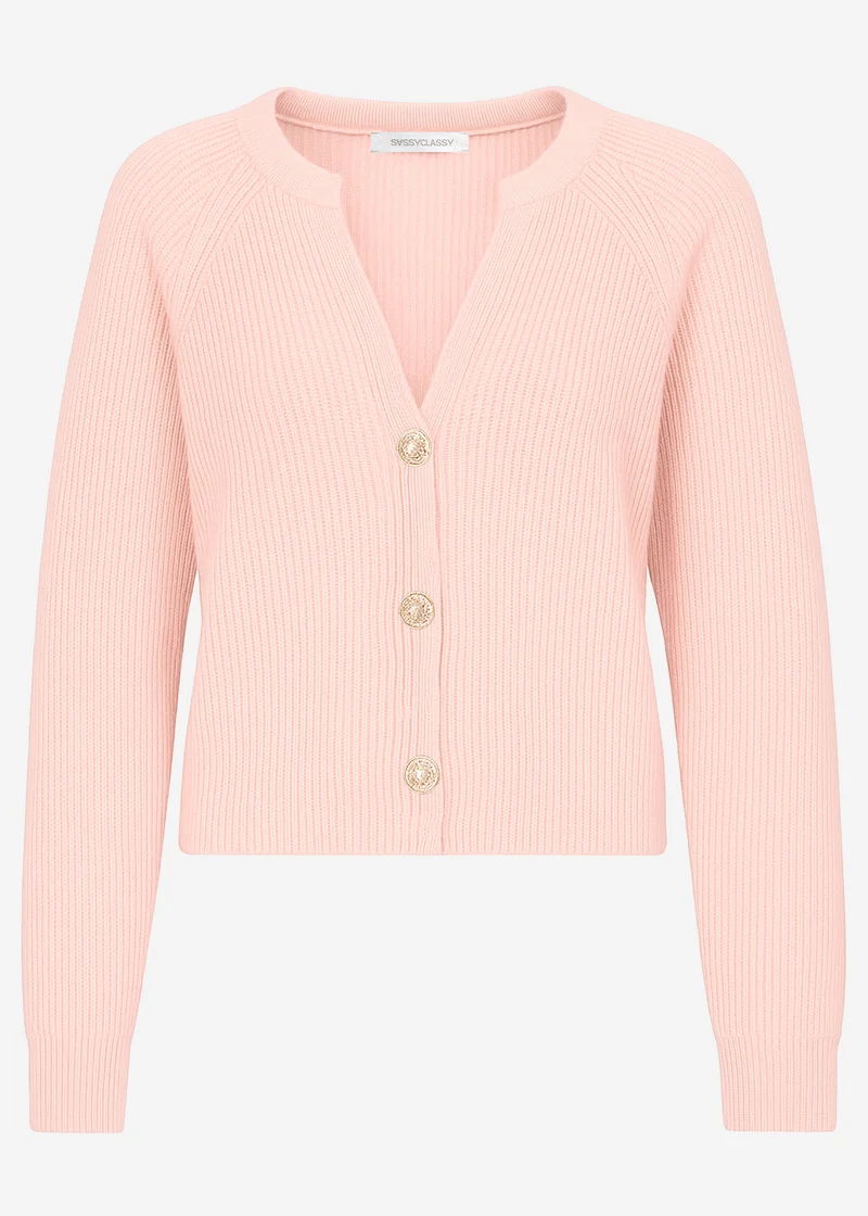Cardigan mit V-Ausschnitt - altrosa