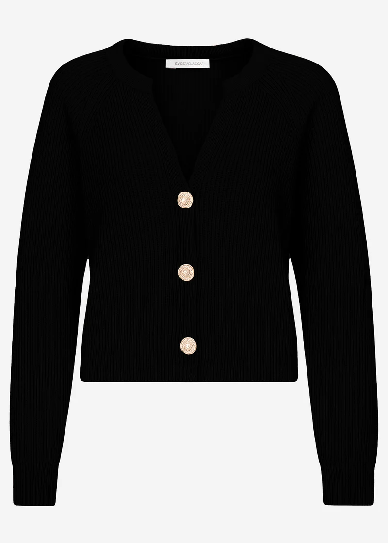Cardigan mit V-Ausschnitt - schwarz