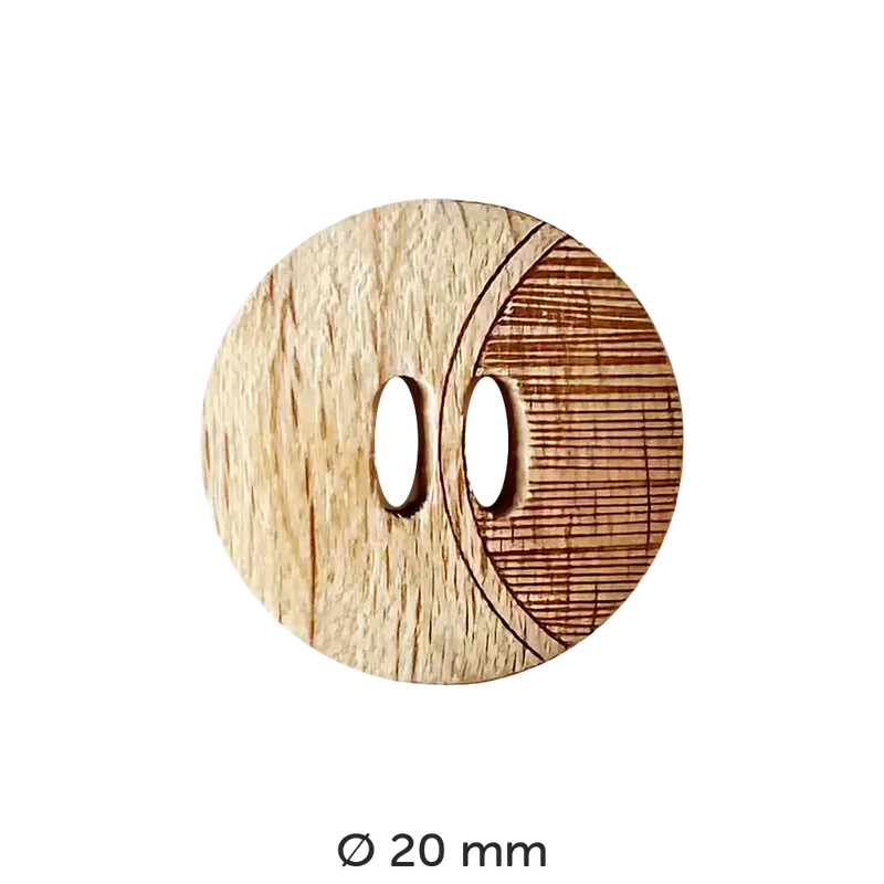 Holzknopf mit gestreifter Fläche