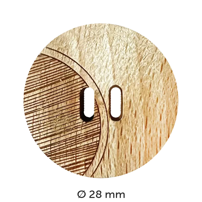 Holzknopf mit gestreifter Fläche