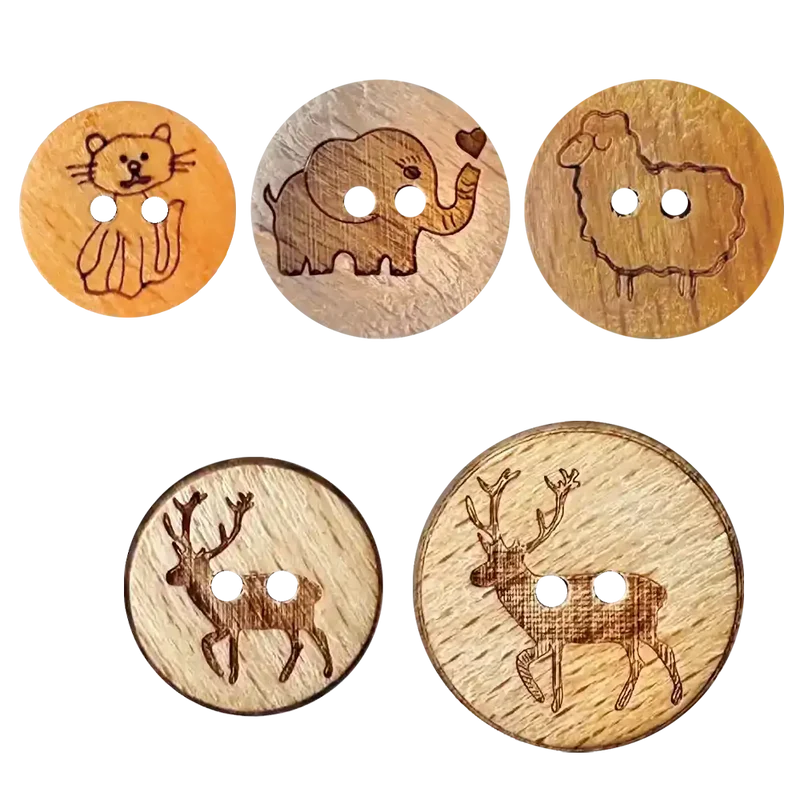 Holzknopf rund, mit Tiermotiv