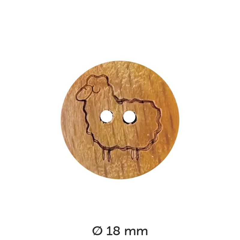 Holzknopf rund, mit Tiermotiv