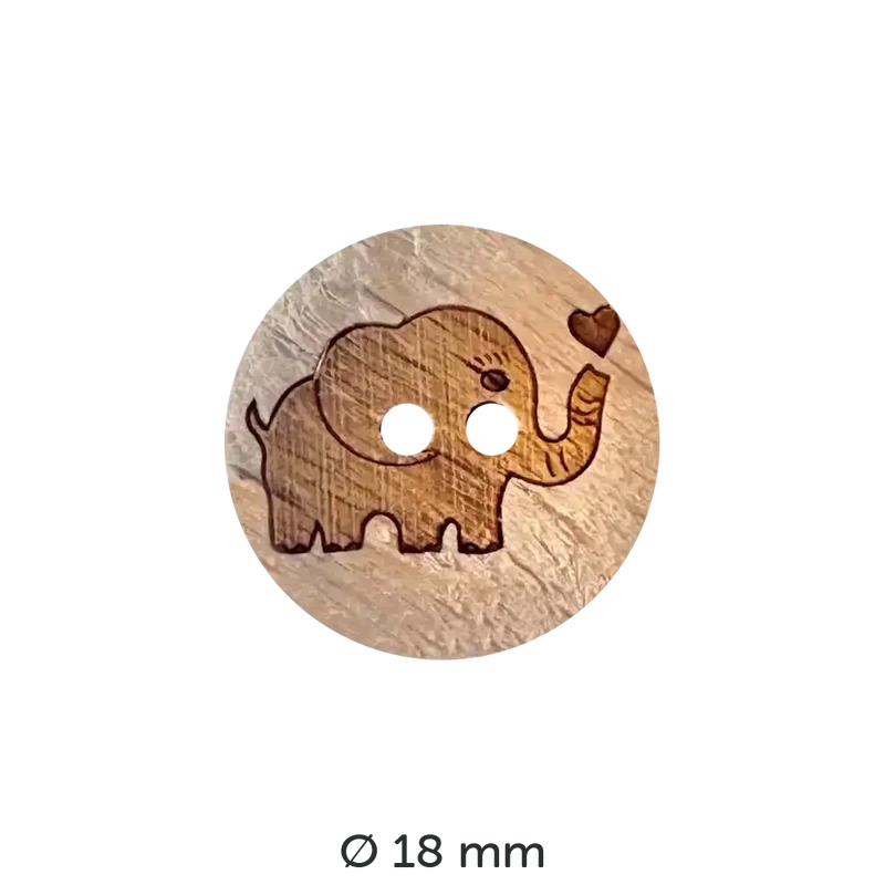 Holzknopf rund, mit Tiermotiv