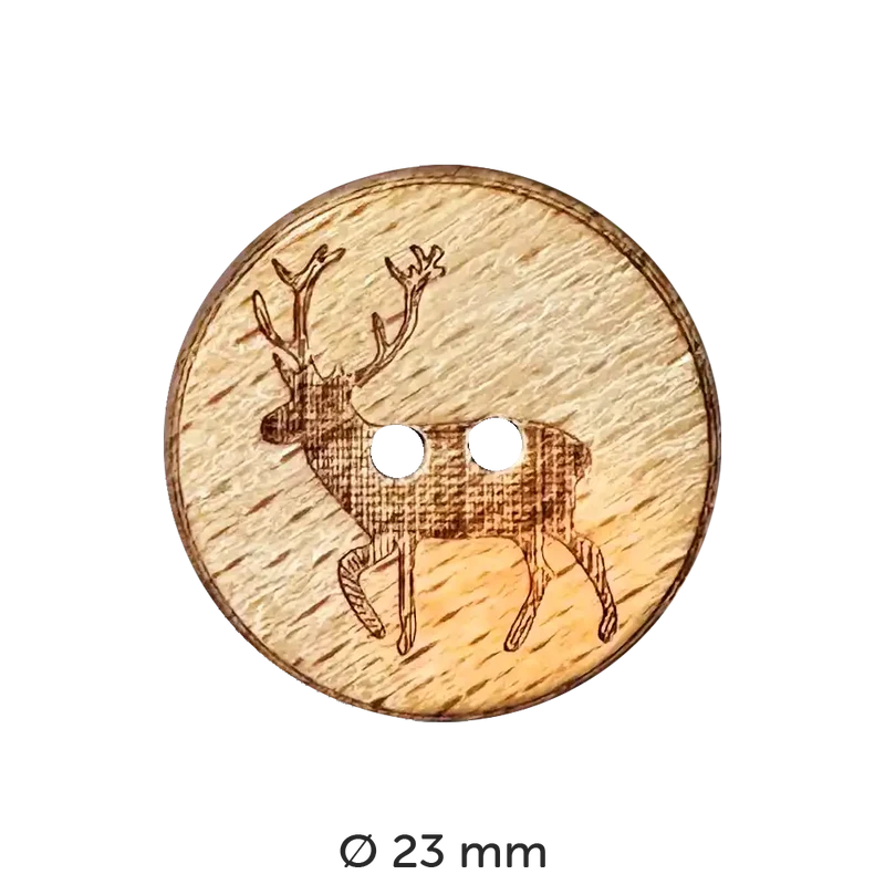 Holzknopf rund, mit Tiermotiv
