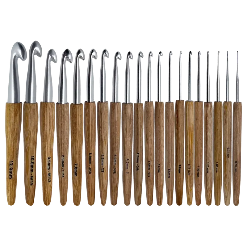 Aluminium Häkelnadel mit Holzgriff