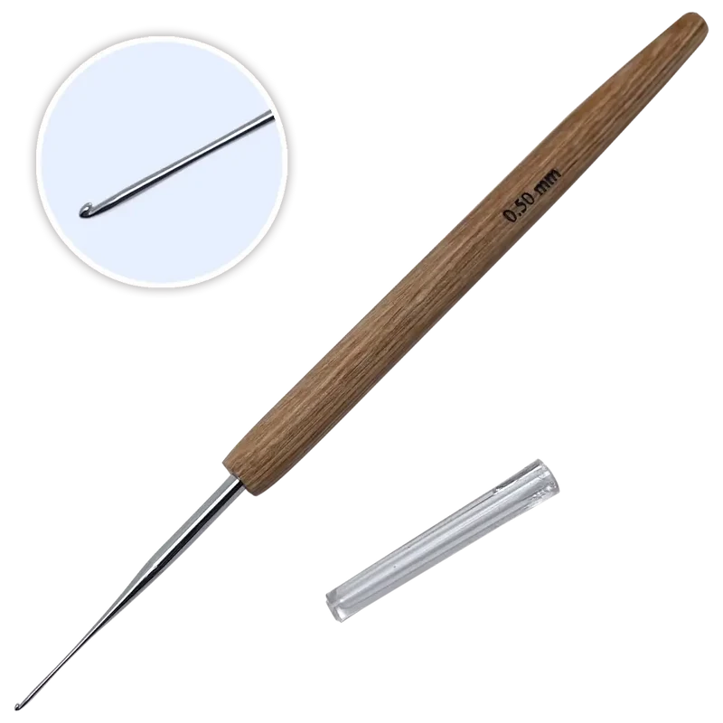 Aluminium Häkelnadel mit Holzgriff