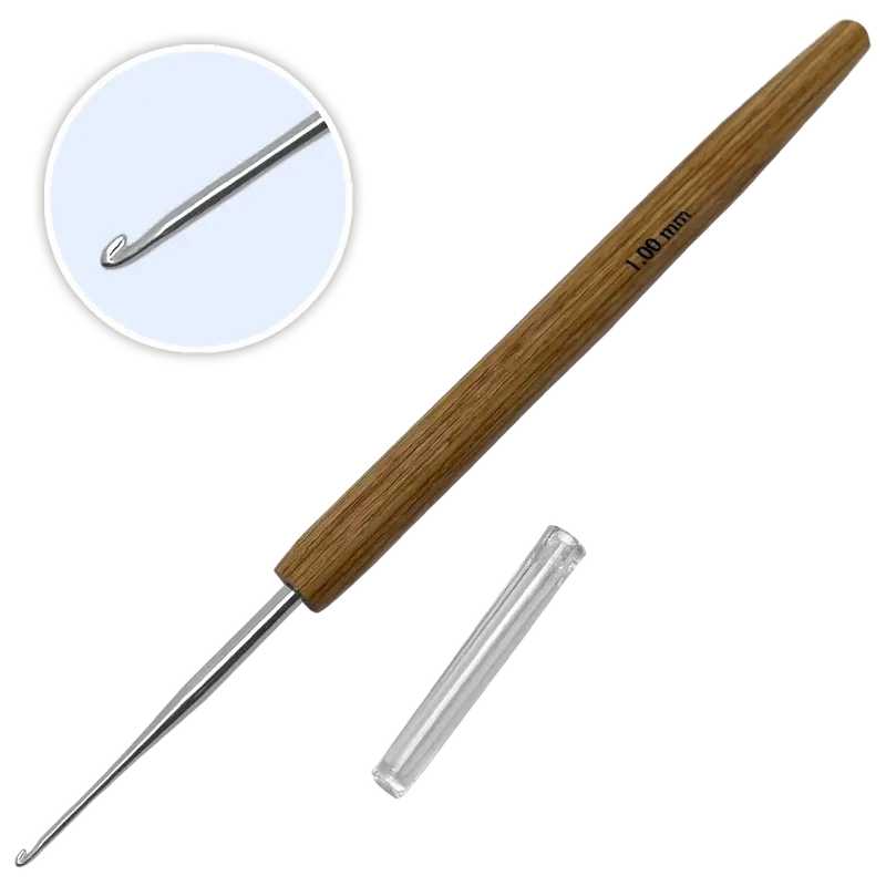 Aluminium Häkelnadel mit Holzgriff