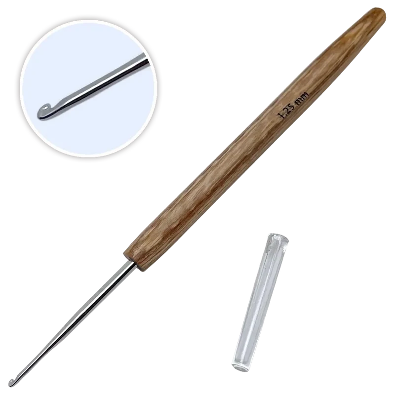 Aluminium Häkelnadel mit Holzgriff