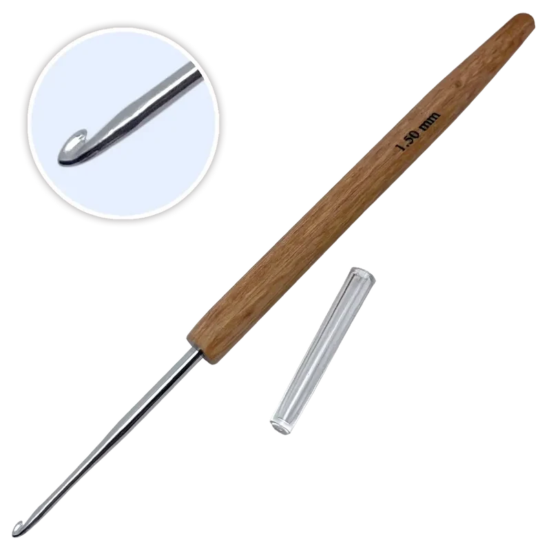 Aluminium Häkelnadel mit Holzgriff
