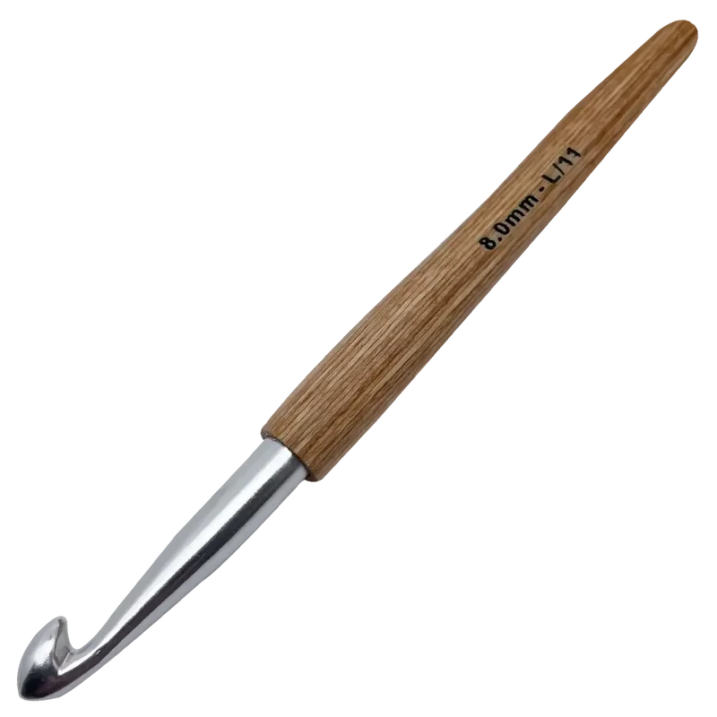 Aluminium Häkelnadel mit Holzgriff