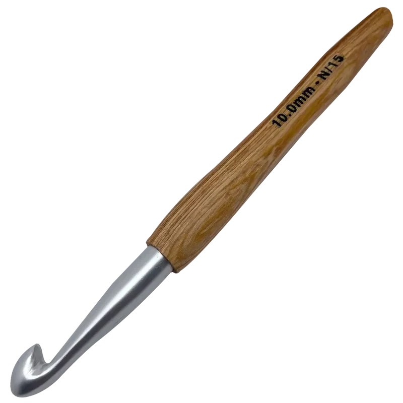 Aluminium Häkelnadel mit Holzgriff