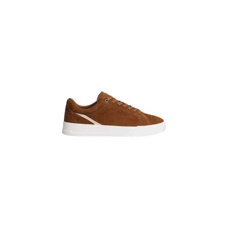 Tommy Hilfiger Herren-Sneaker aus beigem Veloursleder für Herbst und Winter
