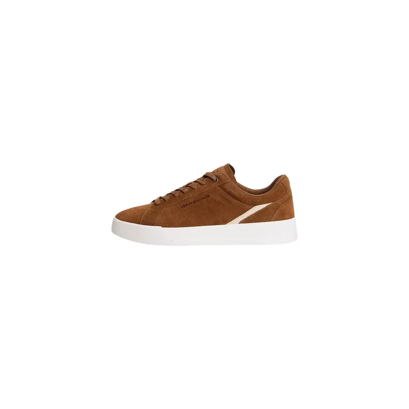 Tommy Hilfiger Herren-Sneaker aus beigem Veloursleder für Herbst und Winter