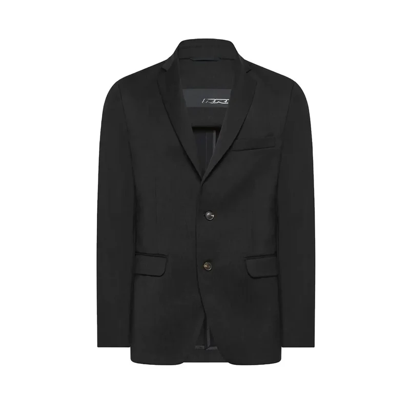 Rrd Herrenblazer Schwarz Lang Wollstoff Tief angesetzter V-Ausschnitt V29819
