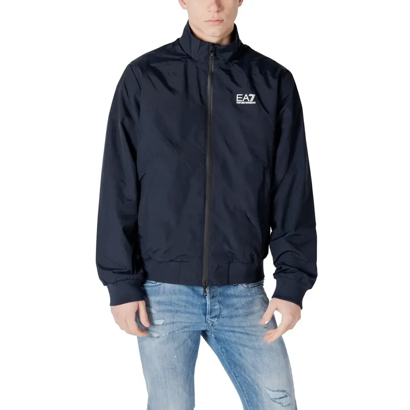 EA7 Herrenblazer, blau, Reißverschluss, Rollkragen, Jacke aus Polyamid