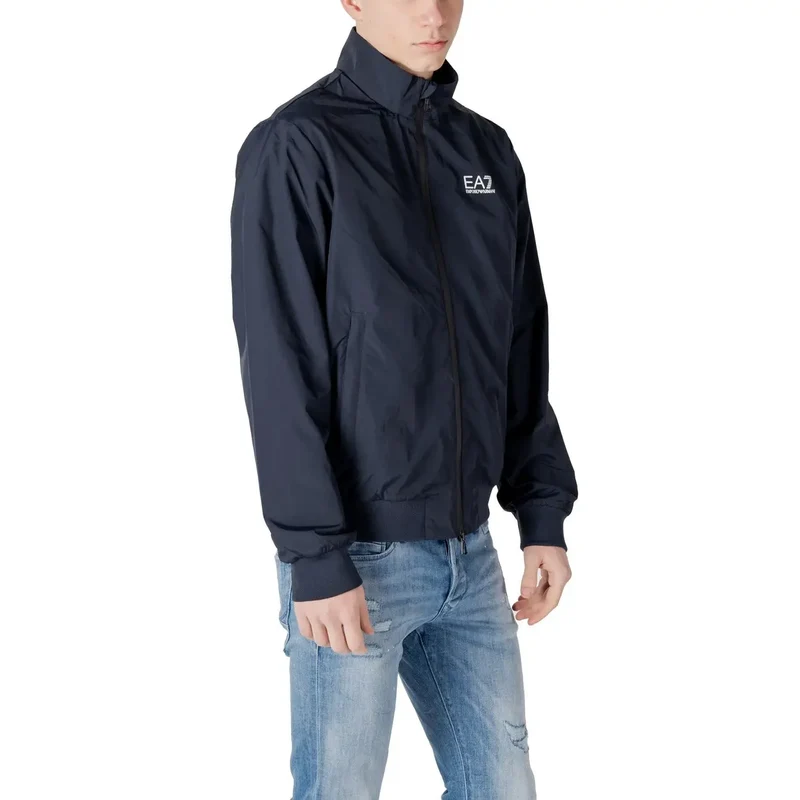 EA7 Herrenblazer, blau, Reißverschluss, Rollkragen, Jacke aus Polyamid