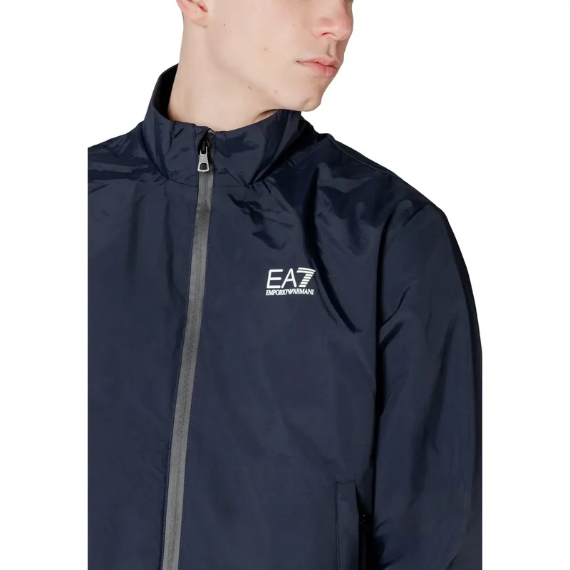 EA7 Herrenblazer, blau, Reißverschluss, Rollkragen, Jacke aus Polyamid