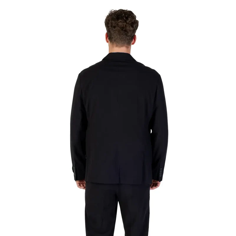 Armani Exchange Herren-Schwarzer Woll-Mix-Langblazer XM000345