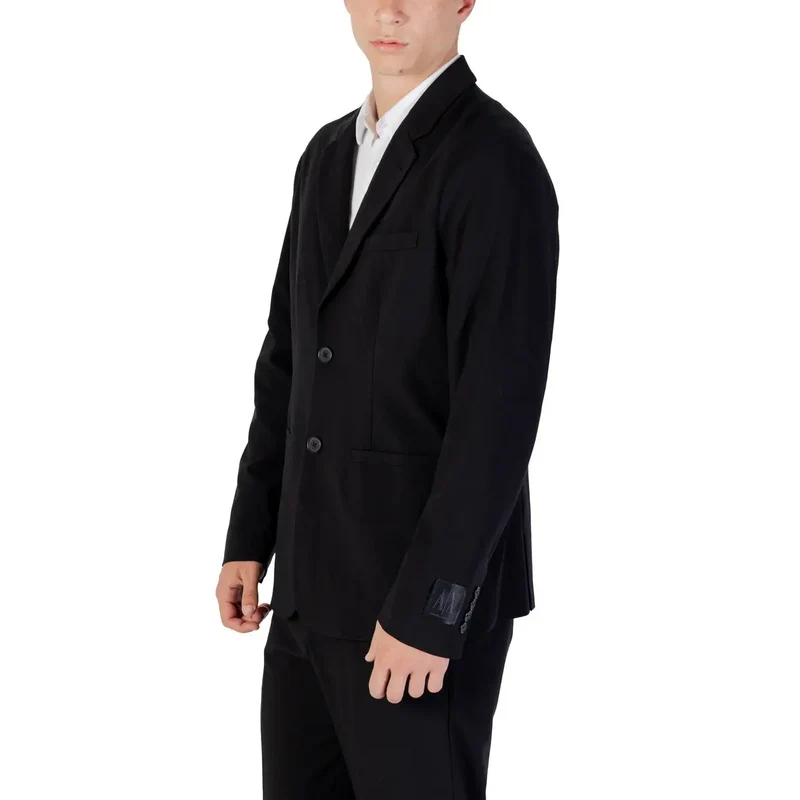 Armani Exchange Herren-Schwarzer Woll-Mix-Langblazer XM000345