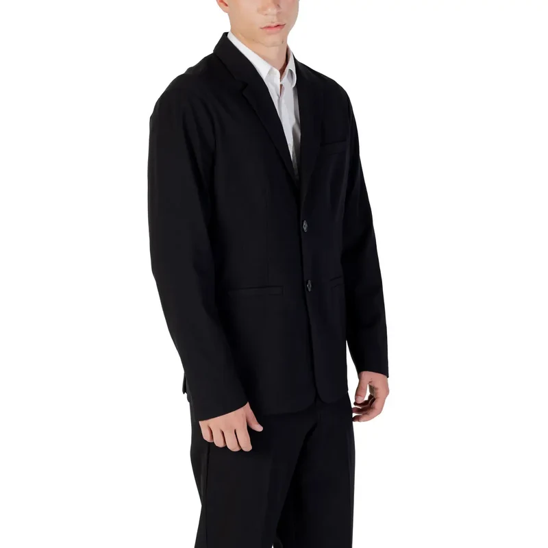 Armani Exchange Herren-Schwarzer Woll-Mix-Langblazer XM000345