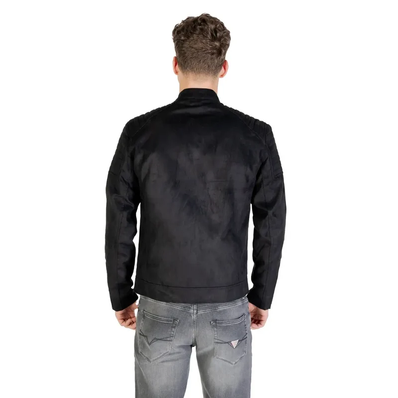Only & Sons Herrenblazer aus Kunstleder mit Mandarin-Kragen, Schwarz