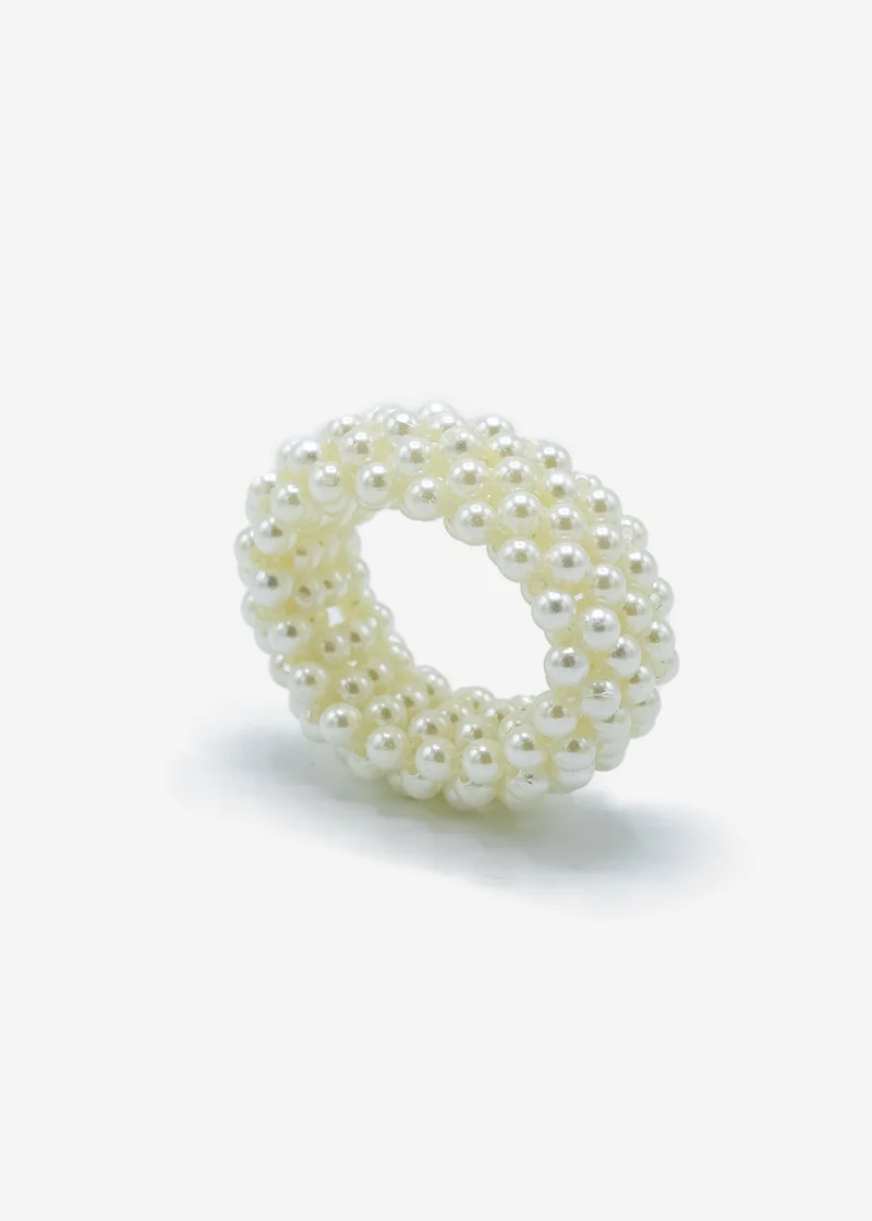 Perlen-Scrunchie - offwhite