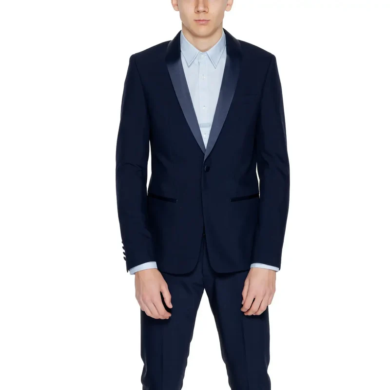 Antony Morato Men Blue Reverskragen Lange Blazerjacke