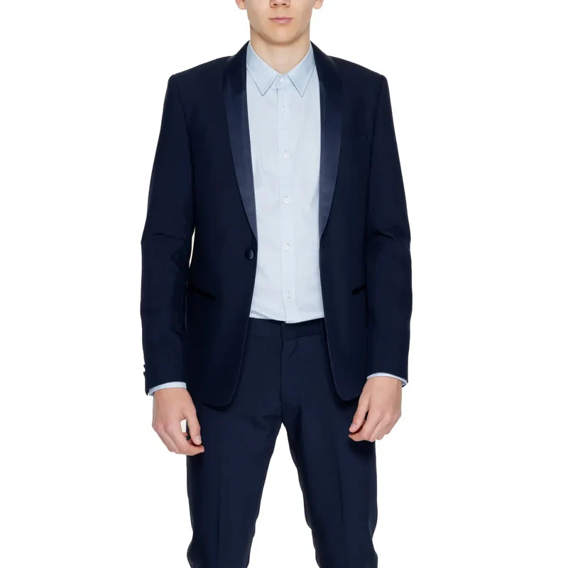 Antony Morato Men Blue Reverskragen Lange Blazerjacke