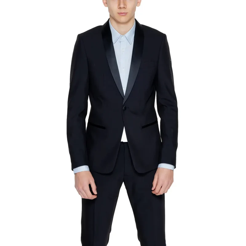 Antony Morato Men Blue Reverskragen Lange Blazerjacke
