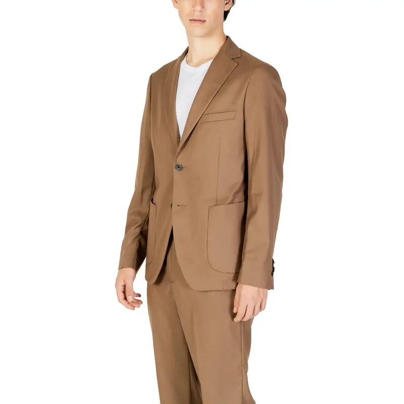 Hamaki-ho Herrenbeiger Polyester-Anzugblazer mit Reverskragen GAI1579H