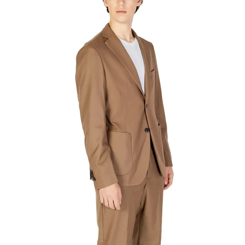 Hamaki-ho Herrenbeiger Polyester-Anzugblazer mit Reverskragen GAI1579H