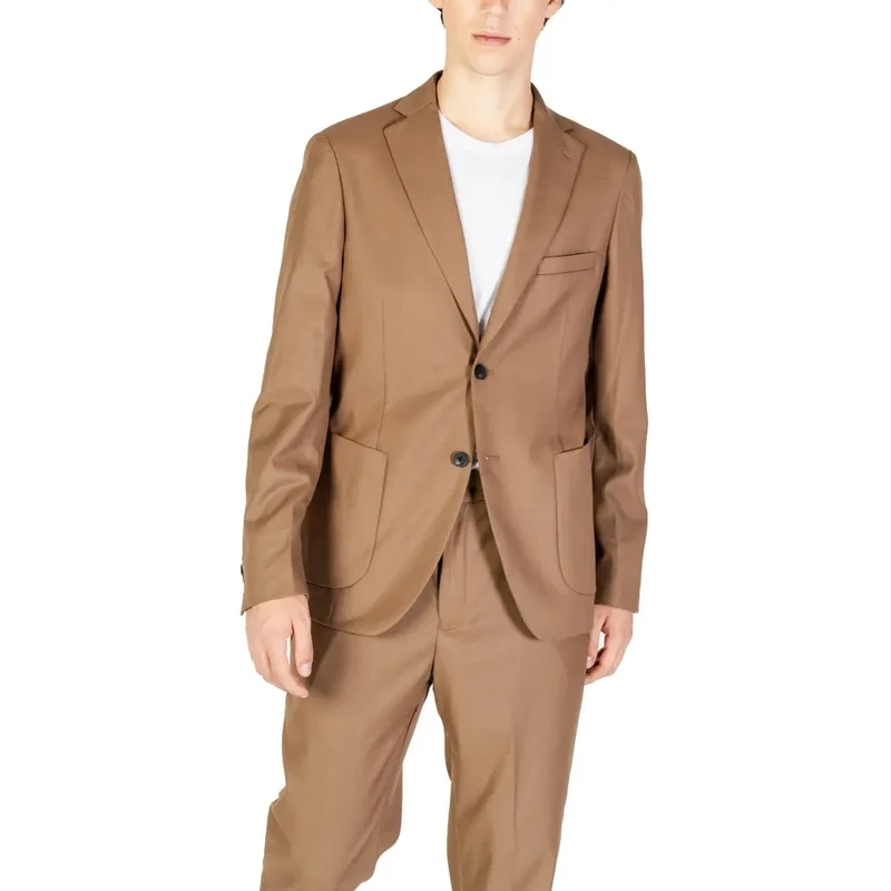 Hamaki-ho Herrenbeiger Polyester-Anzugblazer mit Reverskragen GAI1579H